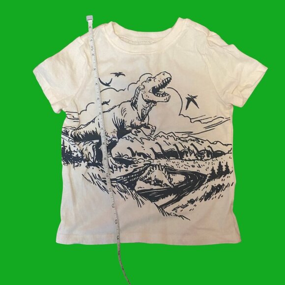 🦖 Old Navy Dino Graphic Tee | Toddler Boys 3T | Beige Short Sleeve T-Rex Shirt - Picture 3 of 6